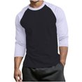 thumbnail image 3 of cllios T-Shirts de Baseball pour Hommes à Manches 3/4 Col Ras du Cou Manches Raglan T-Shirts en Jersey à Blocs de Couleur Hauts Athlétiques Décontractés P-4TG, 3 of 6