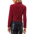 thumbnail image 3 of INSPIRE CHIC Veste de Moto Courte en Velours pour Femme à Revers Cranté avec Fermeture Éclair TG Rouge, 3 of 5