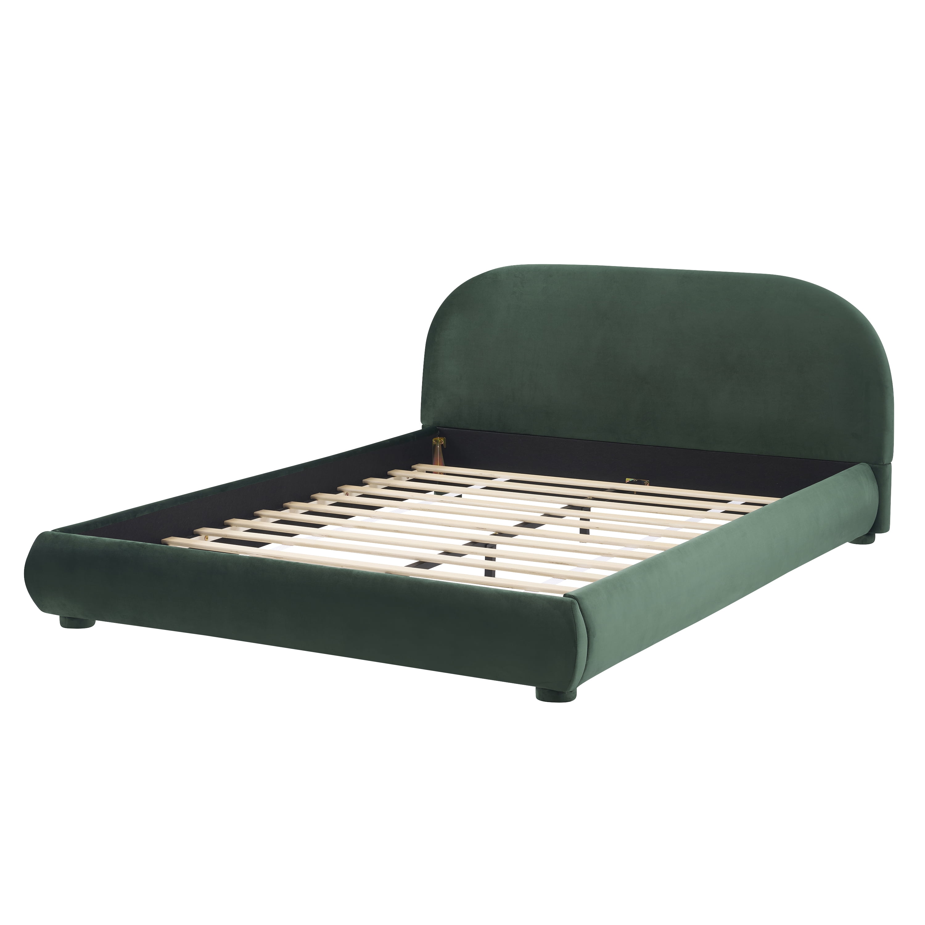 Noble House Lit rembourré Style King Cream, tête de lit en tissu texturé courbé avec structure solide, vert foncé