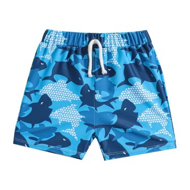 Ediodpoh Swim Trunks Boys for Toddler Kids Baby Boys Cartoon Print Square Leg Hot Spring Swimming Trunks Blue 2-3 Years