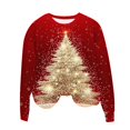 thumbnail image 3 of UPPADA Chandails de Noël pour Femmes, Imprimé d'Arbre de Noël, Chandail à Manches Longues, Hauts à Enfiler, Automne, Chandail Confortable, Col Rond de Noël, Offres de Chandails, 3 of 4