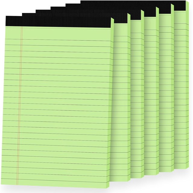 6pcs Small Note Pads, Green Notepads 5x8 College Ruled Notebook, Writing Pads 5 x 8, Legal Pads, Memo Pad Paper Perforate Narrow Ruled Notebooks for Work, School, Office,30 Sheets/Pack