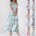 thumbnail image 4 of WTXUE Robes d'Été pour Femmes 2024, Robe d'Été Décontractée à la Mode pour Femmes à Fleurs, Col en V, Manches Courtes, Longue, Col en V, Manches Courtes, Patte, Robe de Loisirs, Kaki, 4 of 4