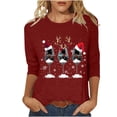 thumbnail image 2 of Amzcrzy Hauts pour Femmes T-Shirts Graphiques de Noël pour Femmes Mode Xmas Col Rond Manches 3/4 Hauts pour Femmes Décontractés Confortables Hauts d'Automne pour Femmes, 2 of 5