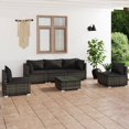 thumbnail image 1 of vidaXL 6 Piece Garden Lounge Set with Cushions Poly Rattan Grey, 1 of 5