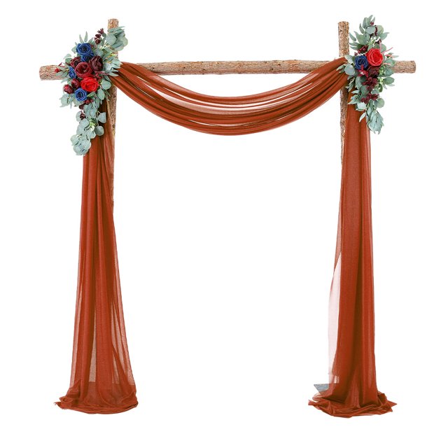 tredstone 2pack/lot Arch Drape Chiffon Curtain Wide Application For Wedding Or Photo Shooting Accessories Brown