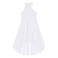 thumbnail image 4 of RUNQHUI Robe de Demoiselle d'Honneur Sans Manches en Mousseline à Ourlet Irrégulier pour Filles Enfants pour Fête Robe Blanche 16, 4 of 6