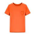 thumbnail image 1 of T-Shirt d'Été à Manches Courtes pour Filles, Col Rond, Ourlet, Tunique Douce, Hauts, T-Shirts, Orange, 12-13 Ans, 1 of 7
