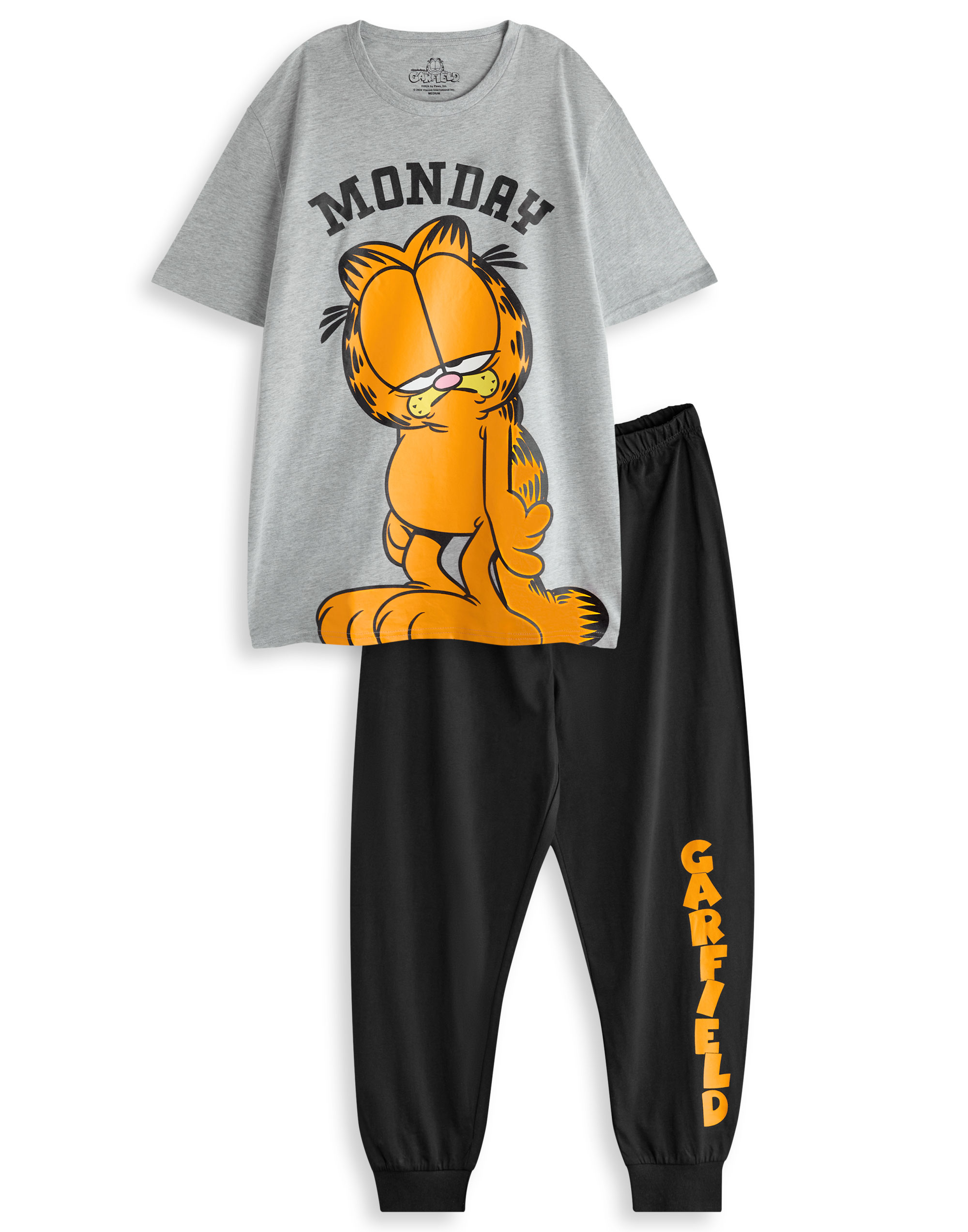 Garfield Pyjama pour Homme Noir à Manches Courtes et Jambes Longues