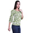thumbnail image 3 of Moomaya T-Shirt Court pour Femmes en Coton Imprimé à Manches à Volants Grande Taille, 3 of 4