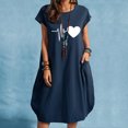 thumbnail image 1 of LSLJS Fashion Women Casual O- Neck Print Plus Size Pocket Dress, 1 of 5
