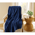thumbnail image 2 of BHG Textured Velvet Plush Throw Deep Cobalt, 2 of 4