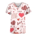 thumbnail image 4 of TIMIFIS Haut de Sarrau d'Infirmière Rouge pour Femmes, Saint-Valentin, Uniforme de Travail, Manches Courtes, Col en V, Blouse T-shirt de Travail avec Poches - Imprimé Rouge, 4 of 5