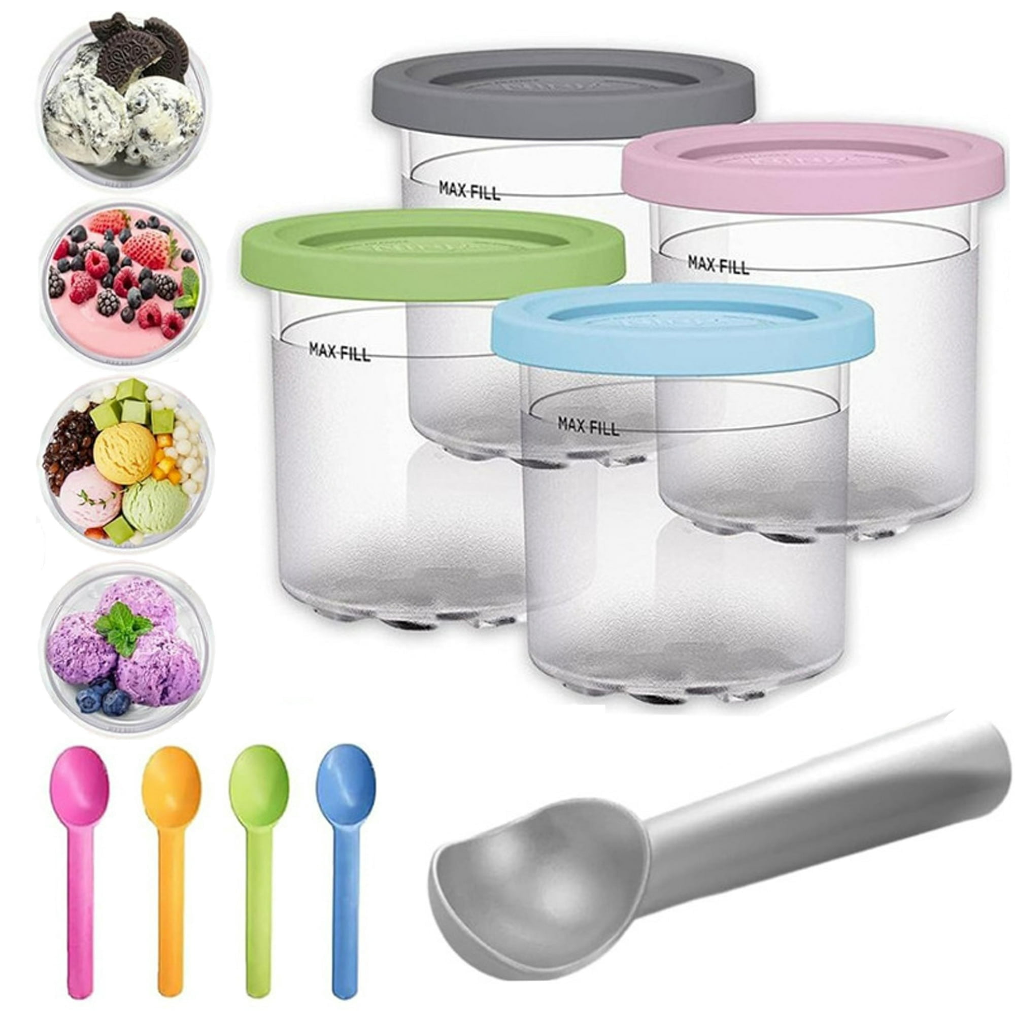 sa_pipipiクリームとブースターセット 4 Pack Ice Cream Pint Containers for Ninja Creami Pints