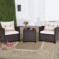 thumbnail image 1 of Costway 3PCS Patio Rattan Furniture Set Cushioned Sofa Coffee Table Garden off White, 1 of 10