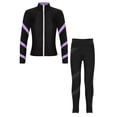 thumbnail image 1 of Yeahdor Kids Girls 2 Piece Figure Skating Training Suit Long Sleeve Zipper Jacket And Rhinestone Leggings Set Light Purple 8, 1 of 7