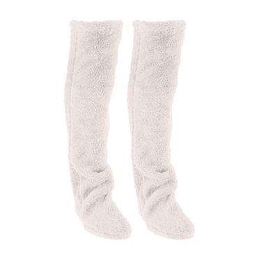 Bunblic Plush Leg Warmers Leg Stocking Costume Boot Cuffs Home Long Thigh High Socks White