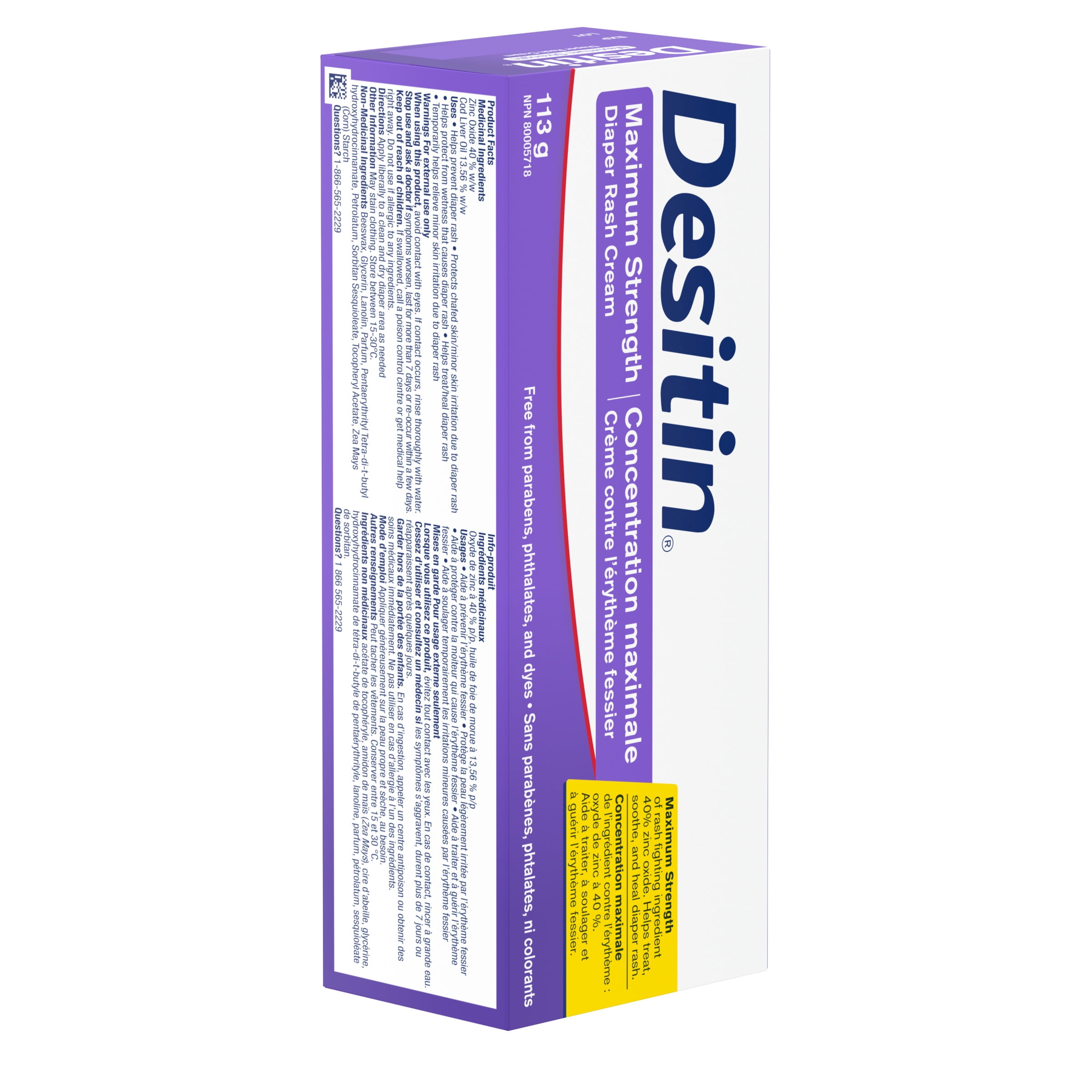 Desitin Maximum Strength Baby Diaper Rash Cream, 40% Zinc Oxide to Help Treat, Heal, and Prevent Diaper Rash, Hypoallergenic, Phthalate- & Paraben-Free Paste, 113 g