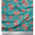 thumbnail image 1 of Soimoi Tissu en Coton Duck Feuilles et Imprimé Floral de Roses 1 Yard 42 Pouces de Large, 1 of 3