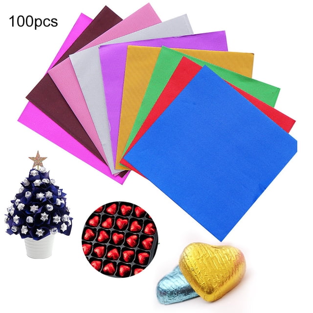 100Pcs 8cm Aluminum Foils Chocolate Candy Wrapping Paper Food Packaging Decor