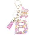 thumbnail image 1 of ORUYROP Initials Letter Keychain Pink Tassel Butterfly Pendant for Women Girls Wallet Backpack Purses, 1 of 4