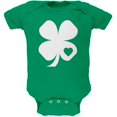 thumbnail image 1 of St. Patricks Day - Shamrock Heart Kelly Green Soft Baby One Piece, 1 of 1