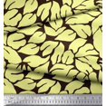 thumbnail image 3 of Soimoi Brown Modal Satin Fabric Basil Leaves Print Fabric by the Yard 42 Inch Wide, 3 of 3