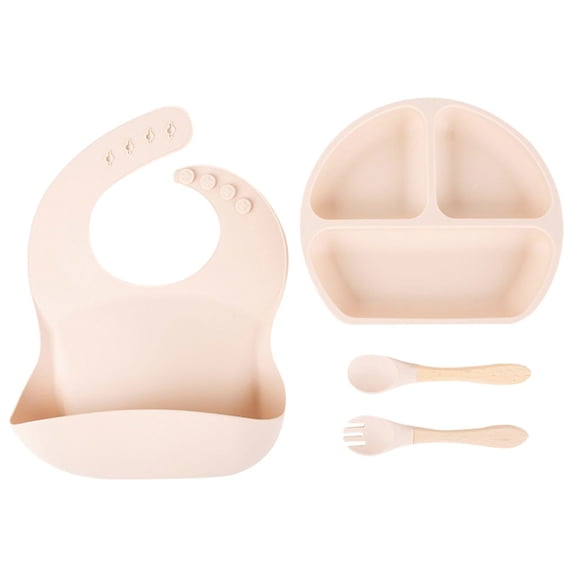 Meitianfacai Ensemble d'Alimentation pour Bébé Ensemble d'Assiette et Bol pour Bébé, Ensemble d'Assiettes pour Enfants, Bol Alimentaire pour Nourrisson et Enfant avec Ventouse de Qualité Alimentaire, Bavoir, Fourchette et Cuillère