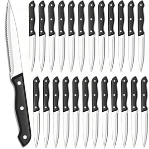 MYVIT Steak Knives Set, 24Pcs  Serrated Steak Knife Butter Dinner Knife,4.5-inch Sharp Stainless Steel Kitchen Knife Faltware Cutlery Set,Dishwasher Safe