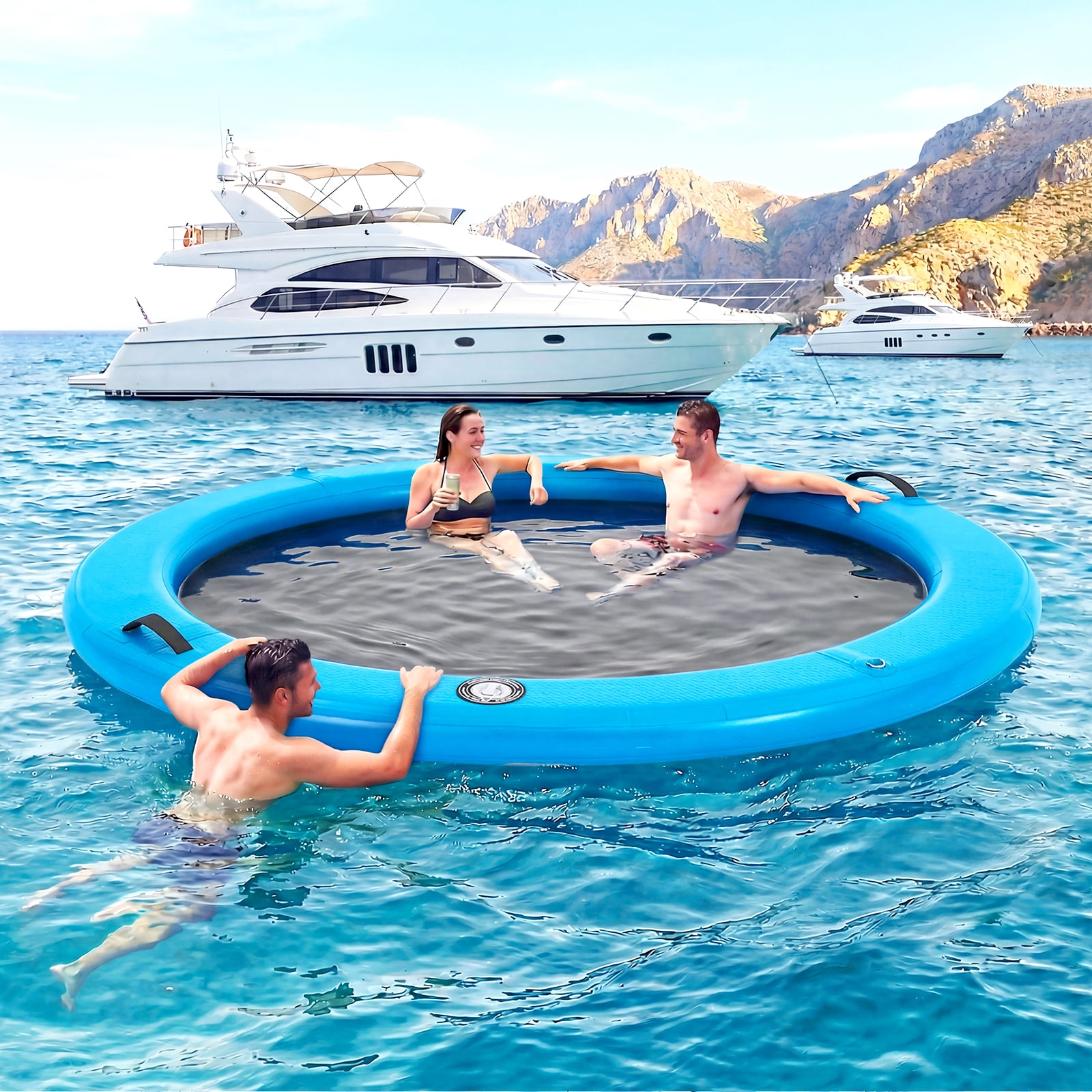 Lot de 2 Flottant Hamac Gonflable, Flottantes Jouet pour Adulte, 4 in 1 Bouee Piscine Adulte,Matelas Gonflable Piscine, avec Pompe à Air Manuelle, Plage Partie etc