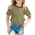 thumbnail image 1 of GDREDA T-Shirt Graphique à Manches Courtes Rayé de Carnaval pour Garçons, Chemise de Fête Colorée, Haut Décontracté Confortable pour Enfants Jaune,90, 1 of 4
