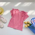 thumbnail image 4 of Nmmacb Kids Girls T-Shirt Summer Solid Color Tee Short Sleeve Top Short Sleeve Ruffle Sleeve Tee Size 1-9Y, 4 of 9