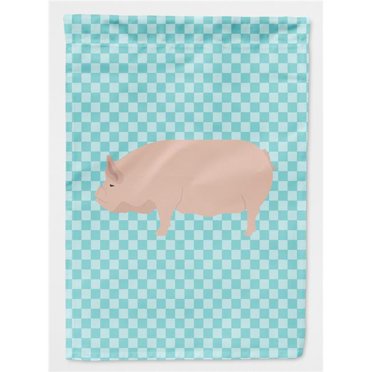 Carolines Treasures BB8111GF Welsh Pig Blue Check Garden Flag