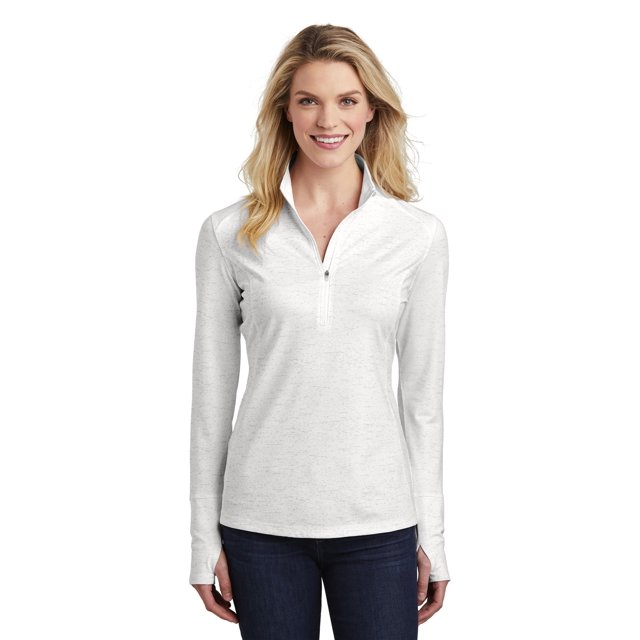 Sport-Tek Chandail Sport-Wick Stretch Réfléchissant Heather 1/2-Zip pour Femmes. LST855