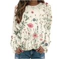 thumbnail image 1 of KIHOUT Chandails Molletonnés pour Femmes en Liquidation, Hauts Blouse à Manches Longues d'Automne et d'Hiver à Col Rond à Imprimé Floral, Coupe Ample, Taille P-2TG, 1 of 5