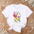 thumbnail image 4 of RKSTN Hauts d'Été pour Femmes 2024 Décontractés Coupe Ample Polyvalents T-Shirts Graphiques Mode à Imprimé Floral Respirants Manches Courtes Col Rond T-shirt Blouses, Cadeaux de la Fête des Mères, 4 of 5