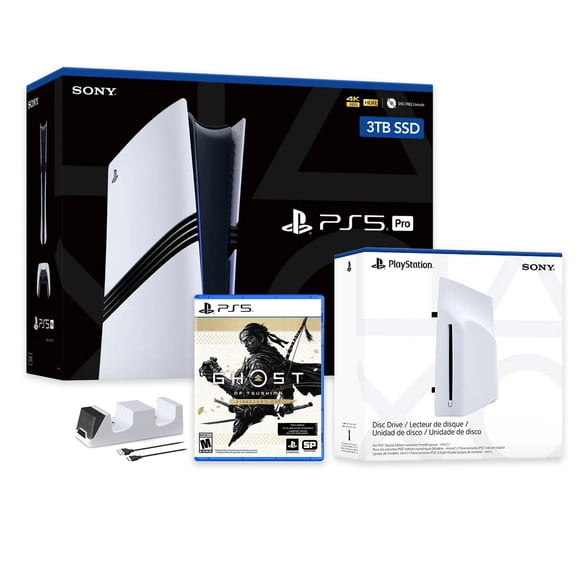 PlayStation 5 Pro 3TB SSD Console with Disc Drive, Wireless Controller and Charger, Ghost of Tsushima - CFI-7019 PS5 Pro