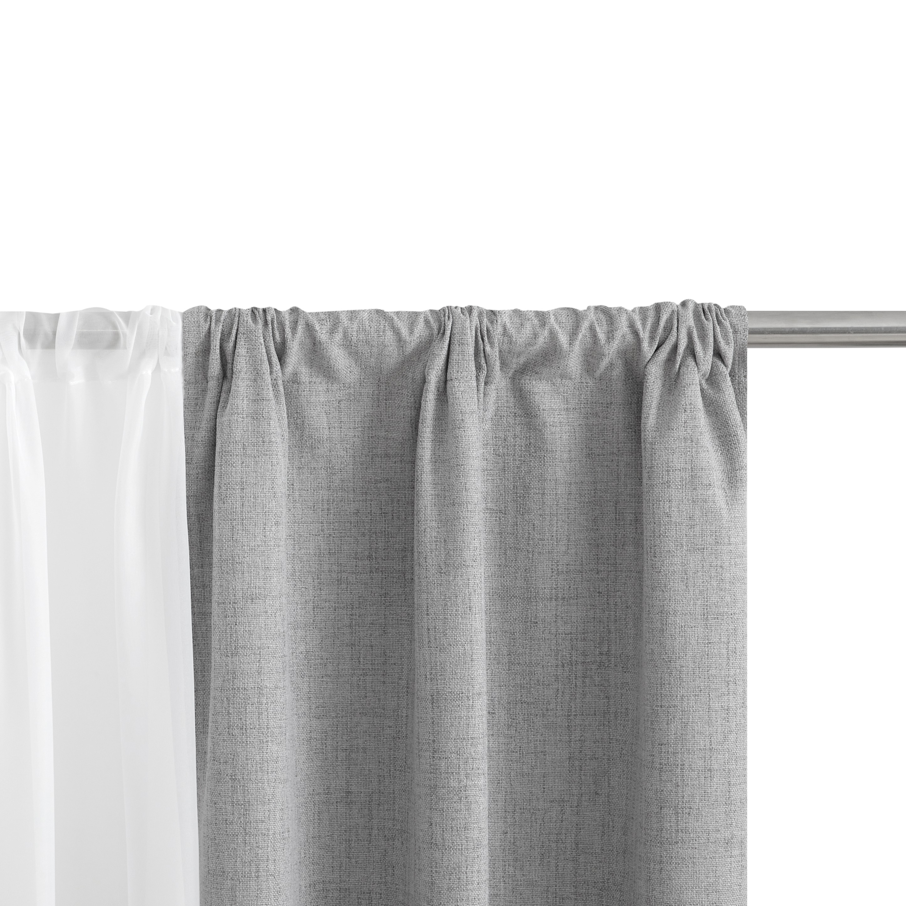 Mainstays Solid Twill Blackout Curtain Panel and Sheers, Set of 4, Soft Silver, 27.5" W x 84" L