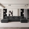 thumbnail image 1 of The Magic Home Canapé Sectionnel Modulaire en Lin en Forme de U à 4 Places, Noir, 1 of 13