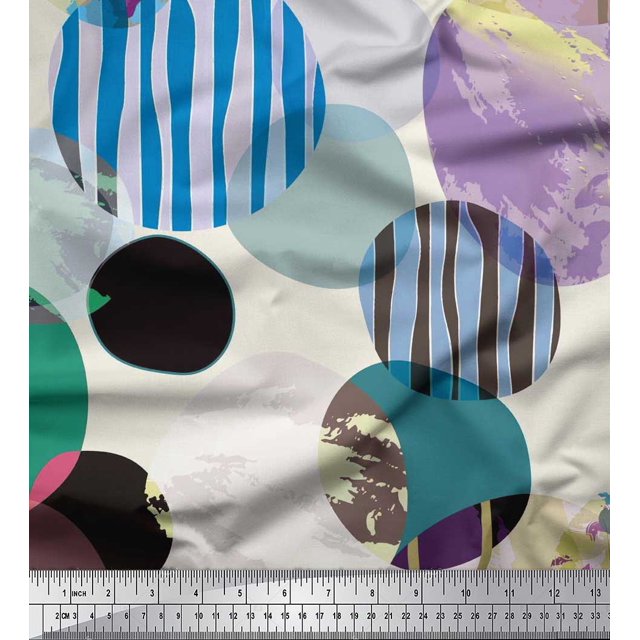Soimoi Cotton Voile Fabric Texture & Colorful Dots Print Sewing Fabric Yard 56 Inch Wide