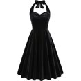 thumbnail image 2 of Dvkptbk Robes Formelles pour Femmes à Col Licou en Velours Robes de Demoiselle d'Honneur Sans Manches Froncées Moulantes en Velours Portefeuille Fête Cocktail Robe Midi, 2 of 9