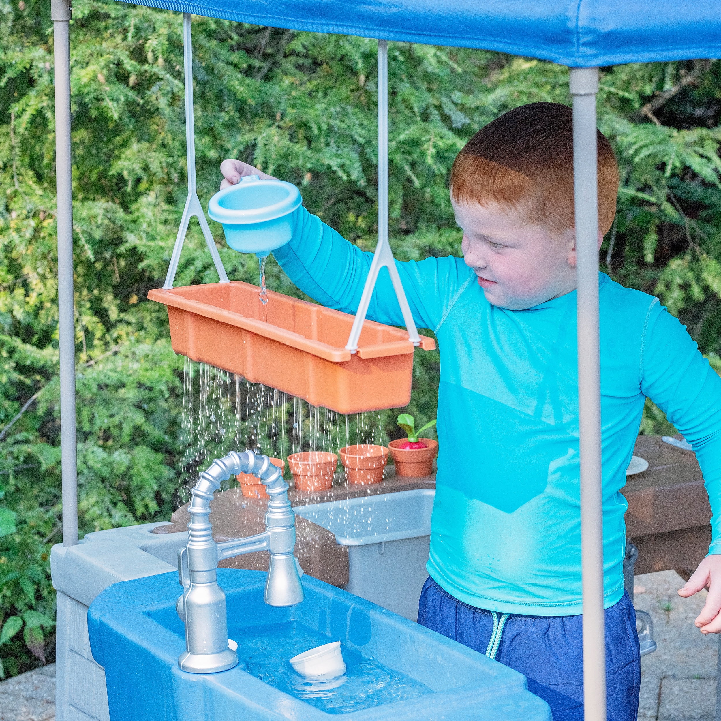 Step2 Grill & Splash Play Center with Canopy, Outdoor Water Table Playset for Toddlers & Kids, Ages 2+