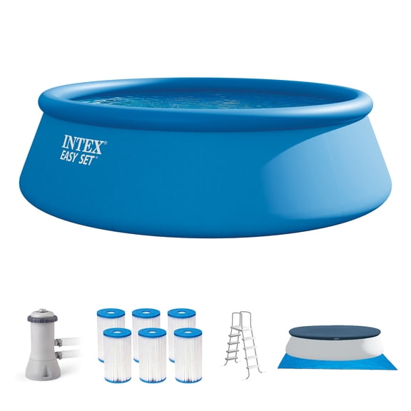 Intex 15' x 48" Easy Set Above Ground Swimming Pool Kit w/ 6 Replacement Filters