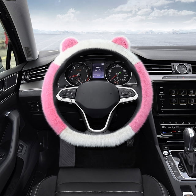 HOARBOEG Car Steering Wheel Cover Plush Warm Winter Steering Wheel Cover Supplies Without Inner Ring Elastic Models