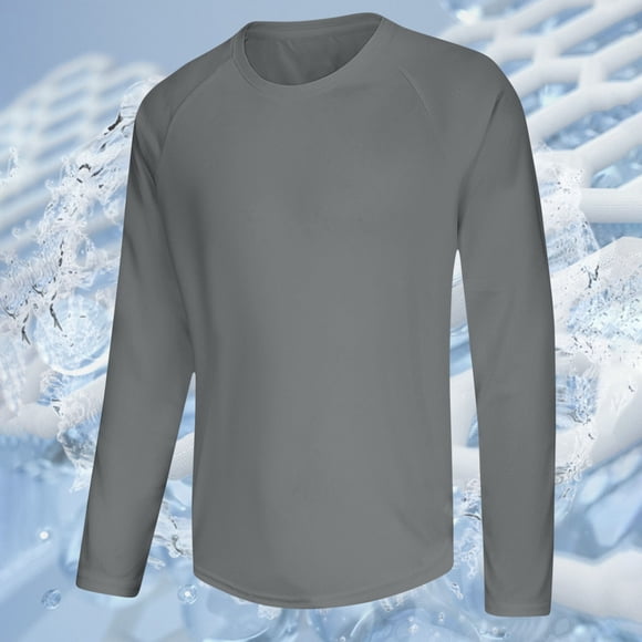 SGFCWSX Mens Lightweight Sport Shirts UPF 50+ Sun UV Protection Shirts for Fishing Hiking Workout Long Sleeve Shirts Gray Size XL
