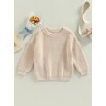 thumbnail image 2 of Faithtur Toddler Baby Round Neck Sweaters, Long Sleeve Solid Color Loose Knitted Pullovers, 2 of 9
