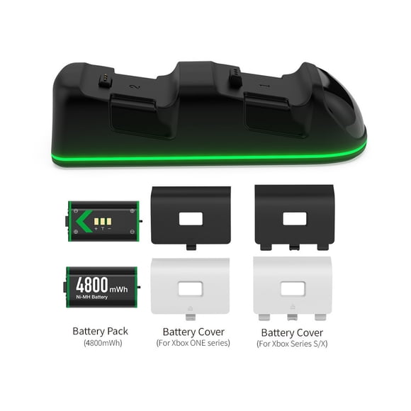 Xbox Trousse de Recharge Universelle pour Manettes Doubles - Station d'Accueil avec 2x Piles Rechargeables 2000mAh pour Manettes Xbox Series X/S et Xbox One/X/S / Recharge Rapide, Indicateurs DEL, Protection contre les Surcharges