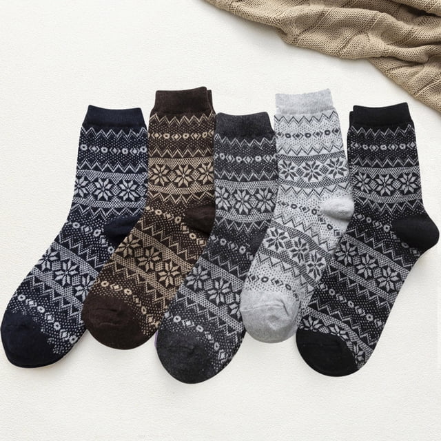 of Wool Pairs Cold Socks Mens Winter Socks Warm 5 Knit Soft Socks