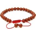thumbnail image 1 of Bracelet Ajustable Unisexe en Perles Rondes de 6 mm en Agate Jaspe Rouge Naturelle, 1 of 2