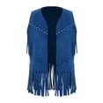 thumbnail image 1 of Zaldita Gilet Western Cowboy Rétro Cowgirl Hippie à Franges pour Enfants Rivets Sans Manches Veste Gilet Bleu 16, 1 of 6